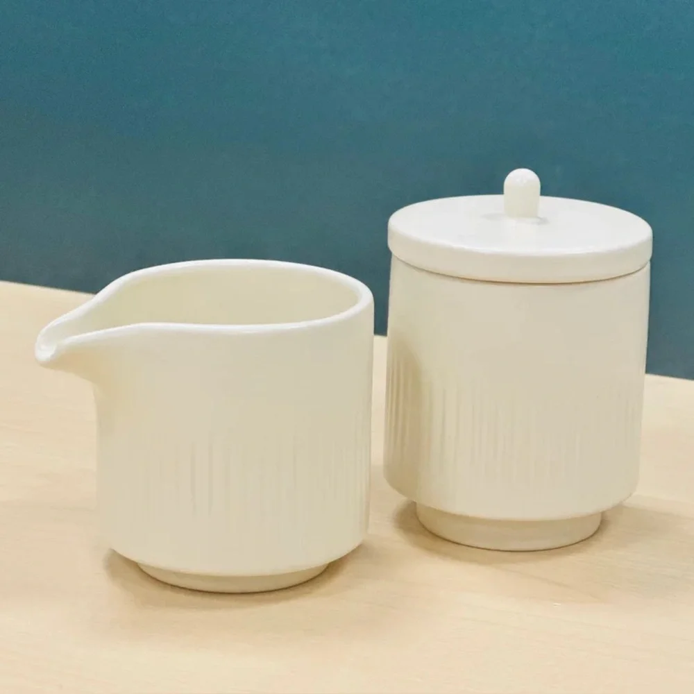 Citrine by Magenta Ribbed Ceramic Creamer and Sugar Set NEW